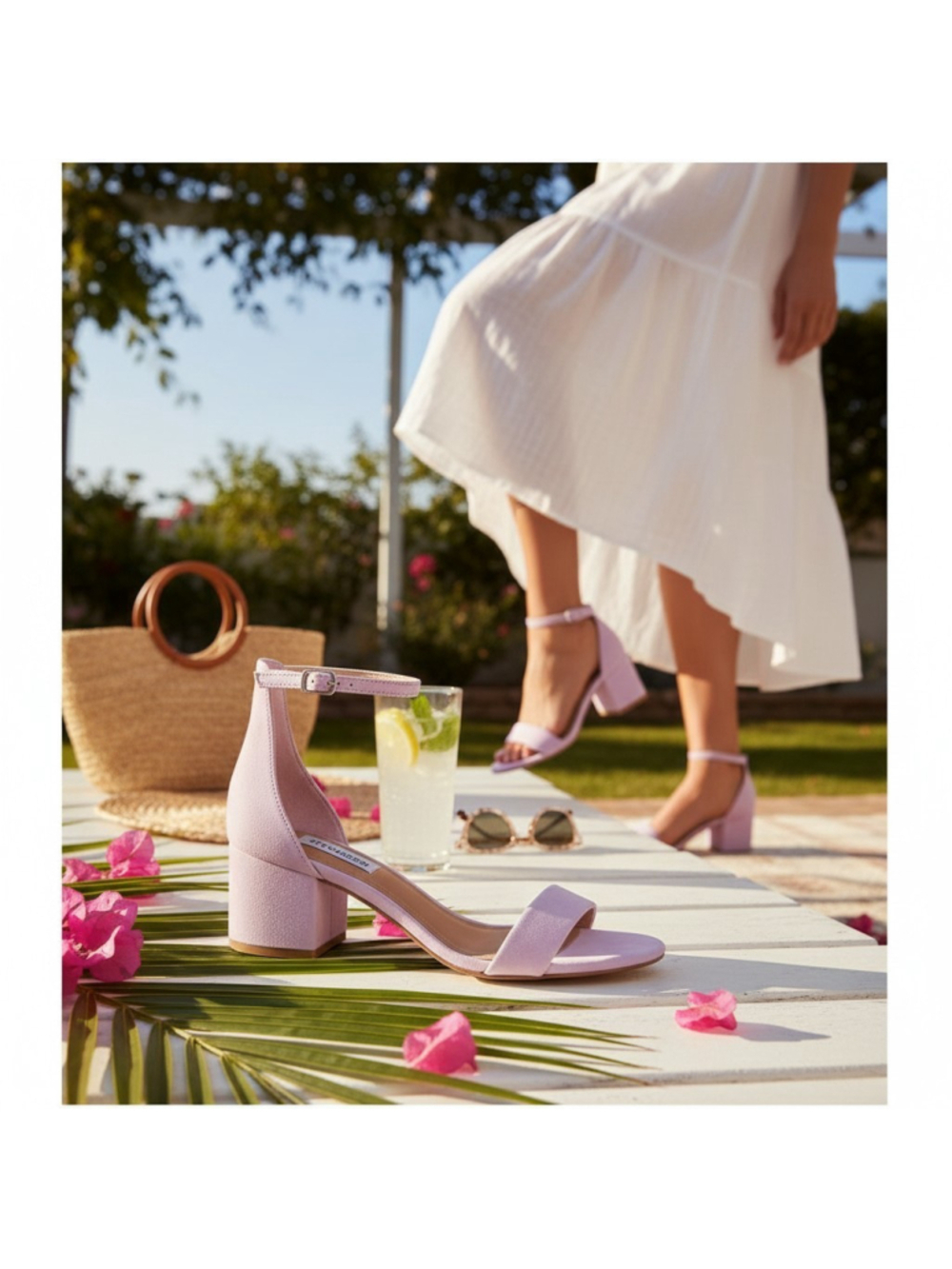 Steve Madden Irenee Strappy Block Heel Sandals Sz 9.5 M - Light Lilac Purple